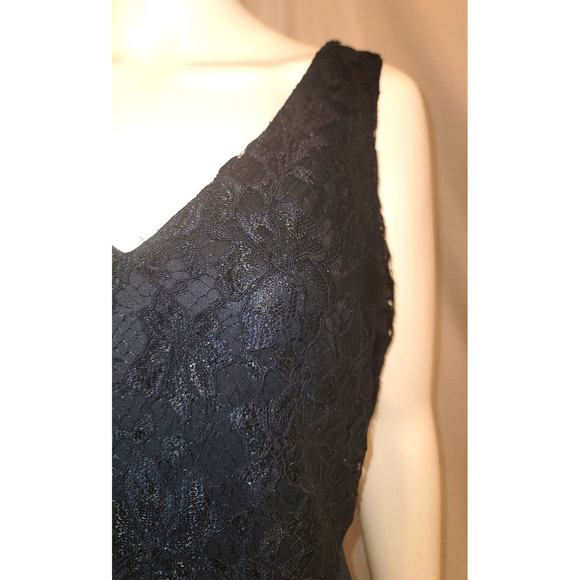 Enfocus Studio Navy Blue Lace Bodice Midi High Low Halter Dress - Size 10 - Picture 8 of 9